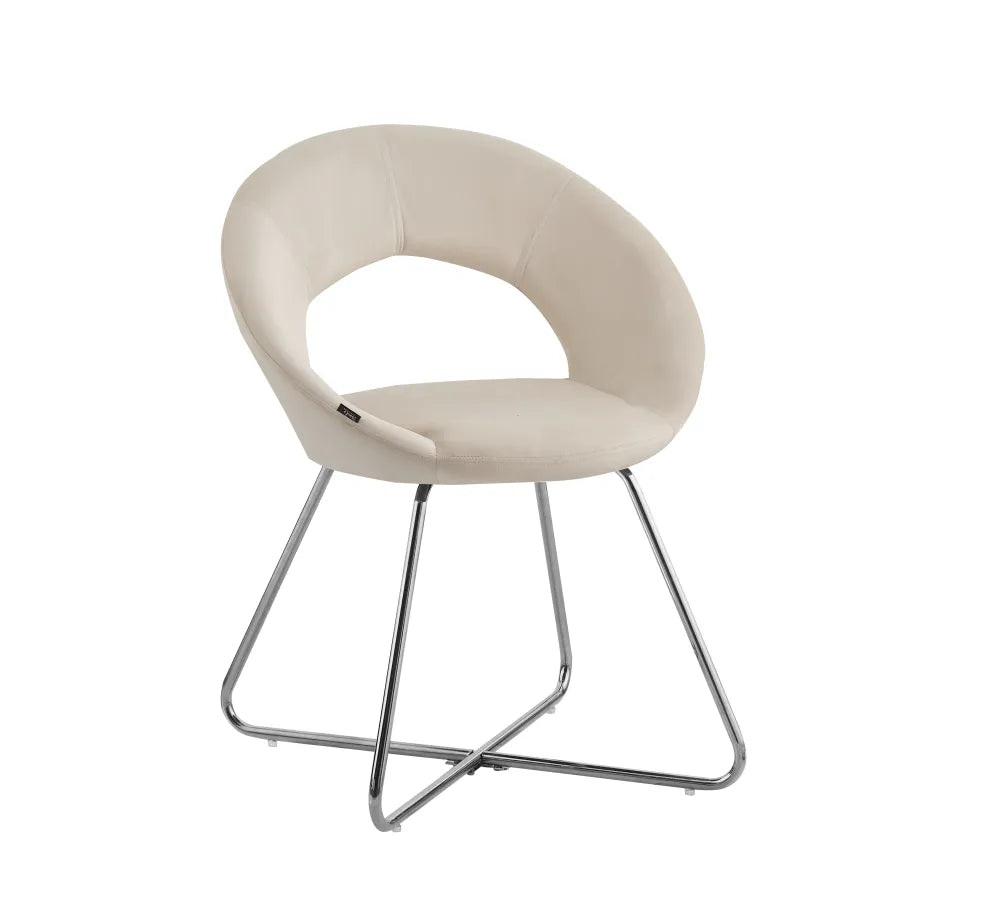 Lot de 4 Chaises BUBBLE Chrome velours - écru