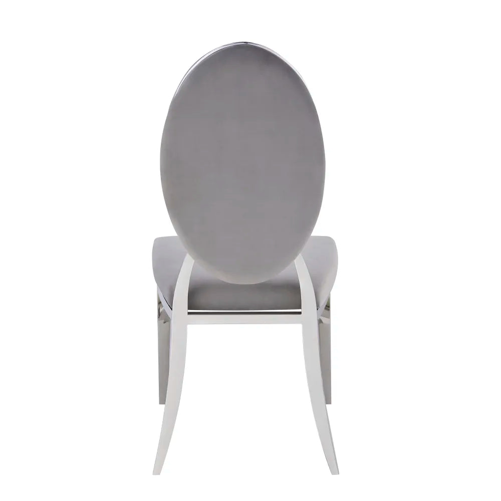 Lot de 4 chaises MEDAILLON capitonnées  chrome et velours Gris