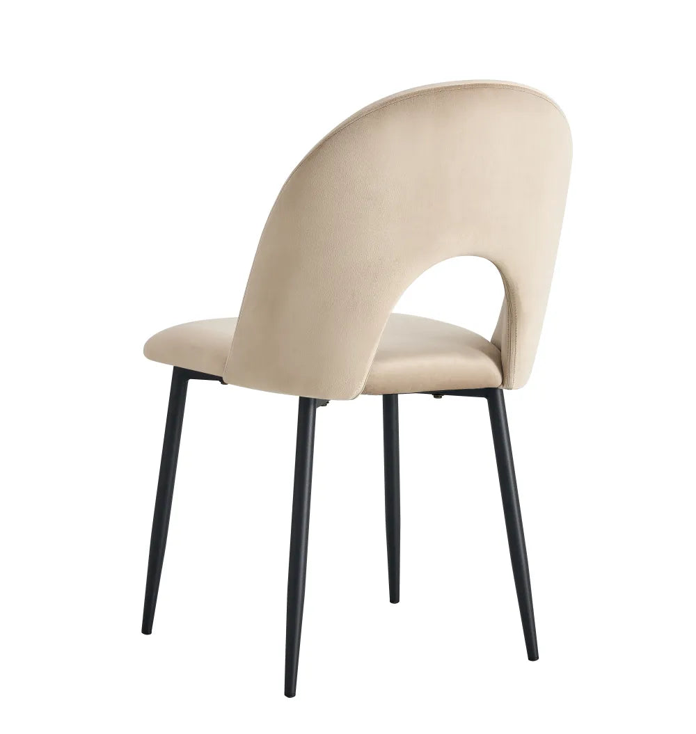 Lot de chaises TEDDY métal noir velours #couleur_taupe