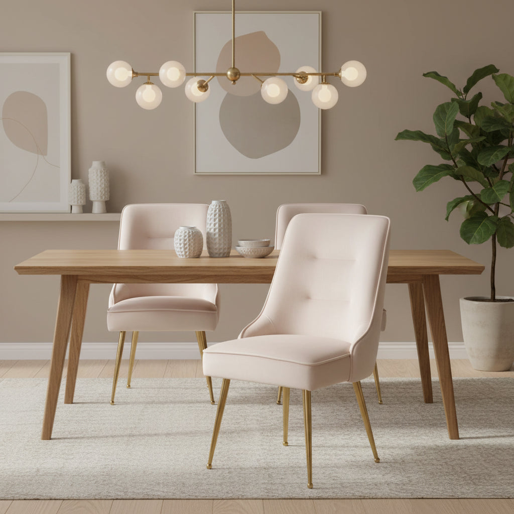 Lot de 2 chaises luxury ZIP en velours pieds Gold - Rose