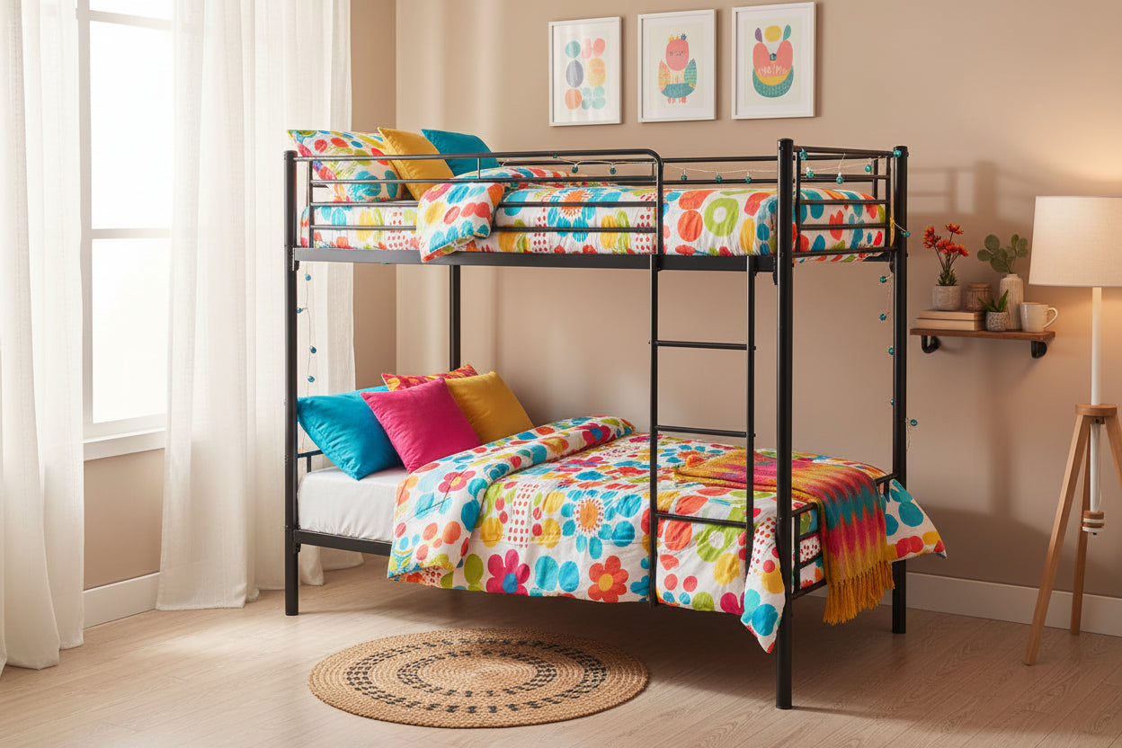 Lit superposé séparable métal noir 2x90x190 cm LUNA