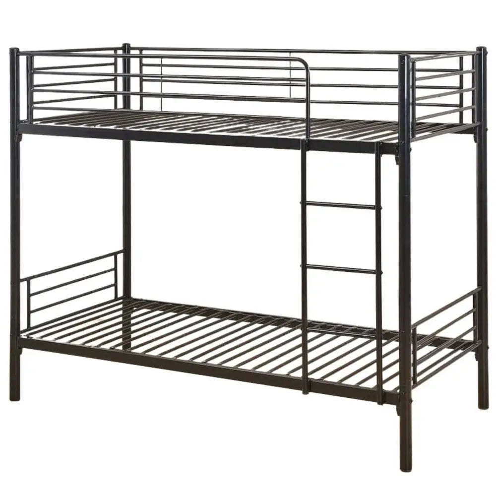 Pack Lit superposé séparable métal 2 couchages 90x190 cm noir + matelas LUNA
