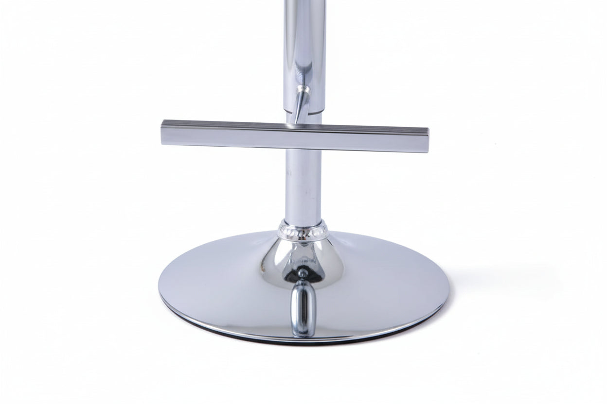 Lot 2 Tabourets de Bar Gabrielle Velours Gris Pieds Chrome Hauteur Assise 65cm
