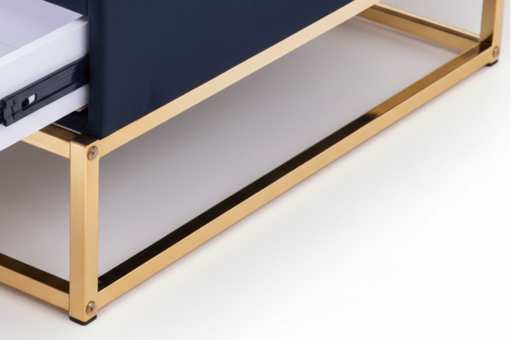 Pouf Coffre TIROIRS Carré Plateau Velours Capitonné Noir 80x80x43cm 2 Tiroirs