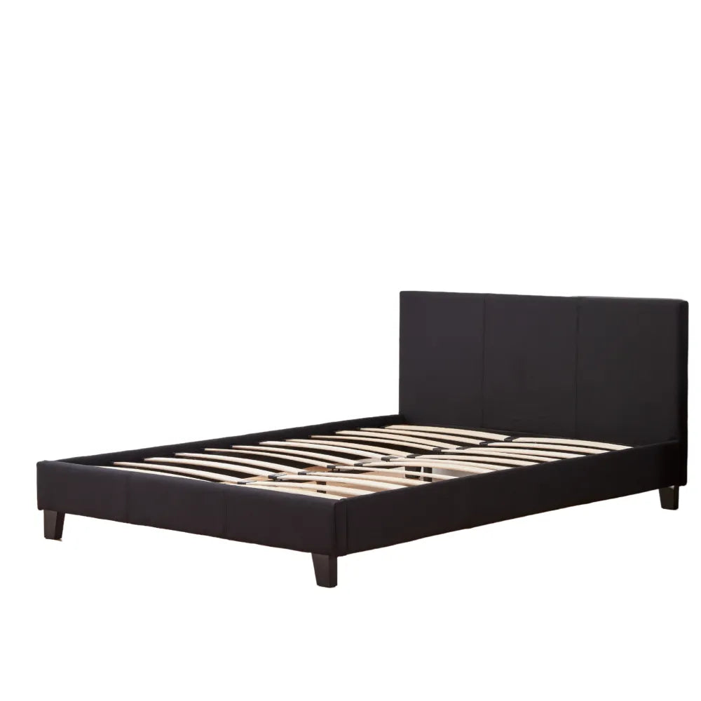 Lit 2 places  MELBOURNE simili cuir NOIR 160x200 cm avec sommier intégré