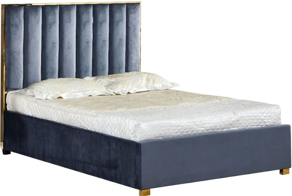 Lit 2 places 160x200 cm TONY velours sommier inclus