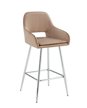 Lot de 2 tabourets de bar ATHENA pied chrome velours #couleur_taupe