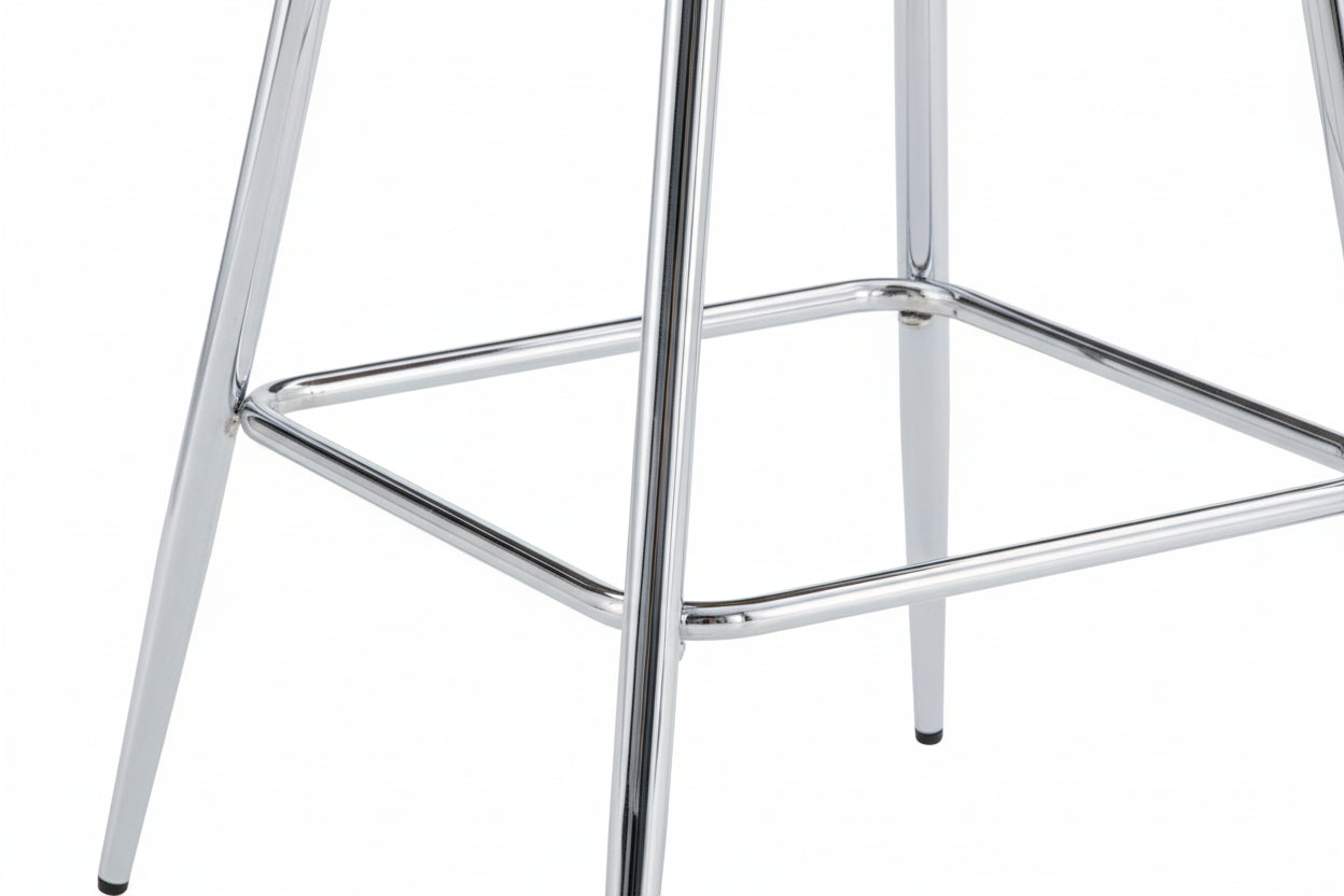 Lot 2 Tabourets de Bar Velours Taupe Chrome 47x41x104 cm ATHENA