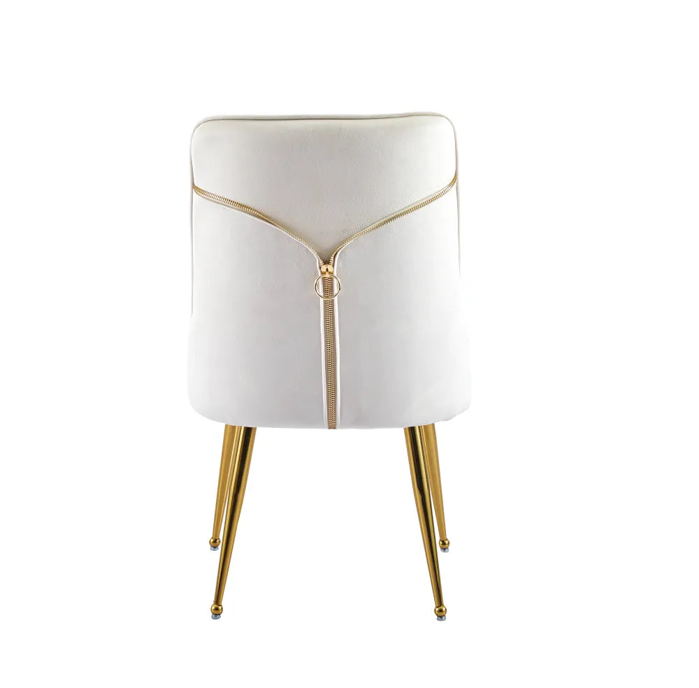 Lot de 2 chaises luxury ZIP en velours pieds Gold - Beige