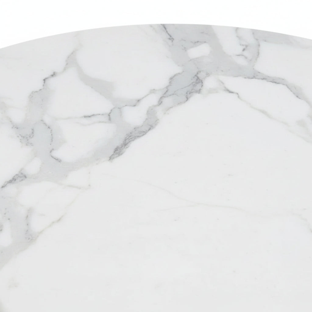 Duo Tables Gigognes Rondes Céramique Marbre Blanc & Métal Noir Ø80 cm – BAIETA
