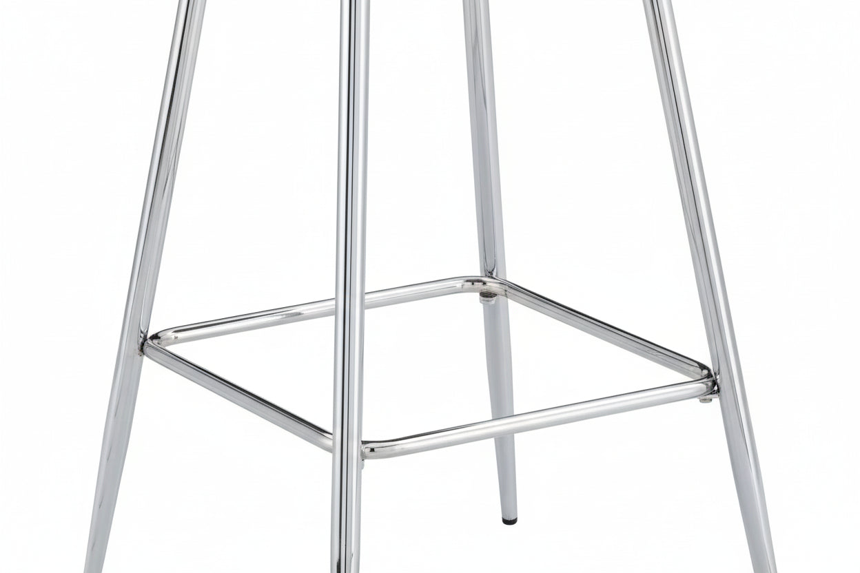 Lot 2 Tabourets de Bar Scandinave Velours Taupe Pieds Chrome