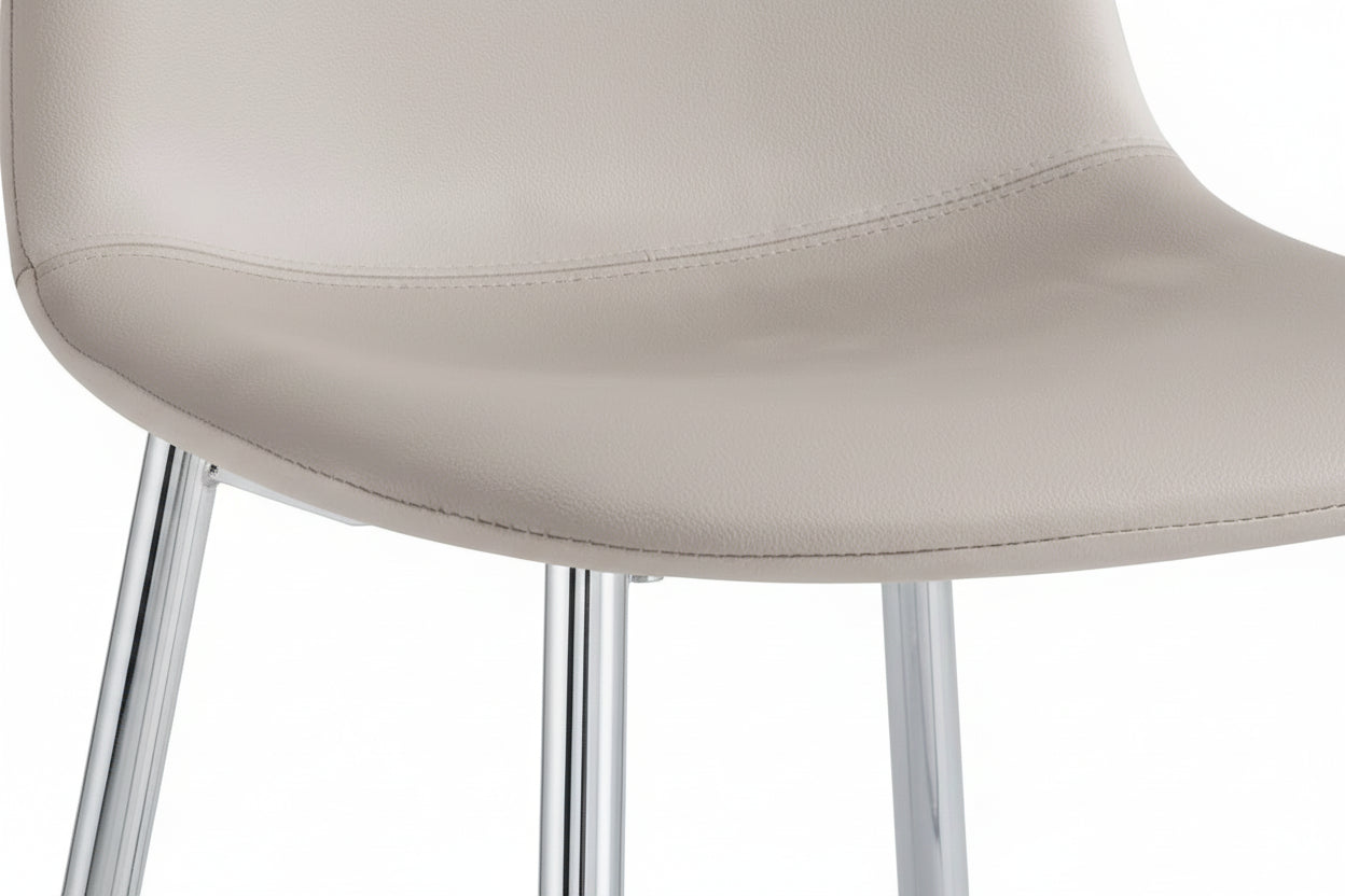 Lot 2 Tabourets de Bar Scandinave Velours Taupe Pieds Chrome