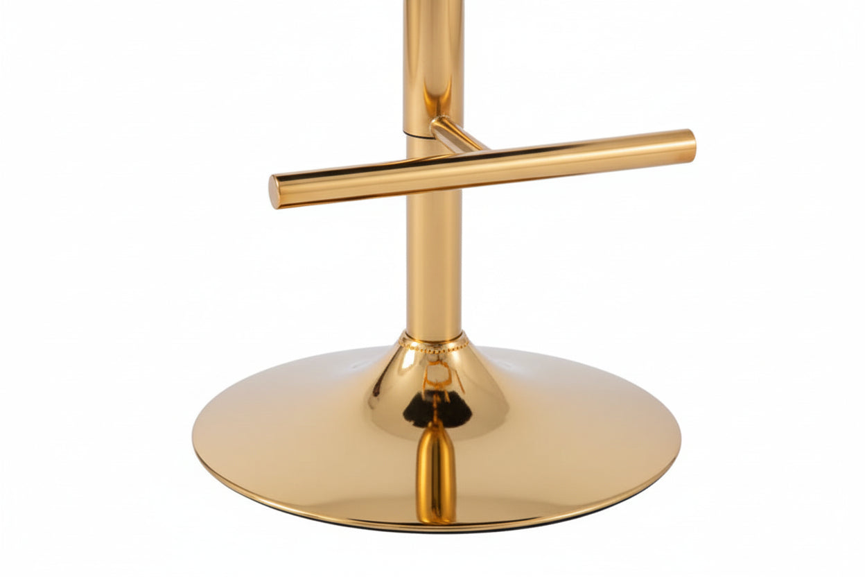 Lot 2 Tabourets de Bar Gabrielle Velours Noir Pieds Gold Hauteur Assise 65cm