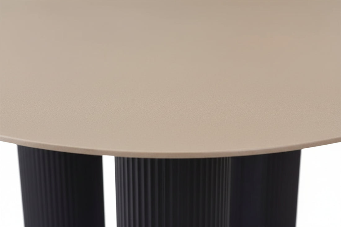 Table repas ANAIS pieds noir plateau céramique 120 cm #couleur_beige