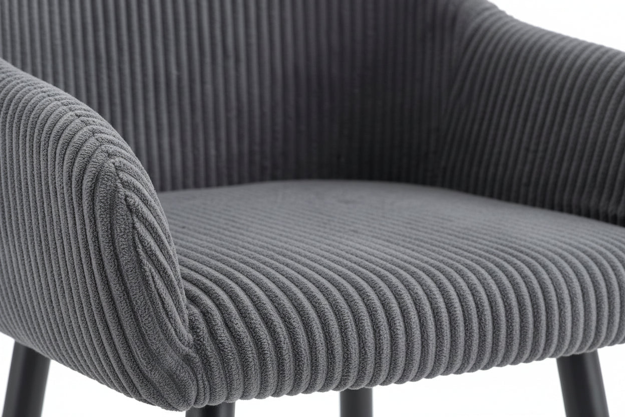 Lot 2 Chaises Salle à Manger Peach Accoudoirs Gris Pieds Métal Noir