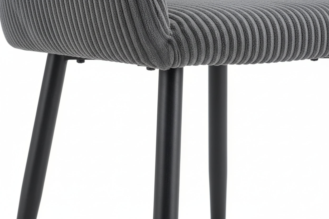 Lot 2 Chaises Salle à Manger Peach Accoudoirs Gris Pieds Métal Noir