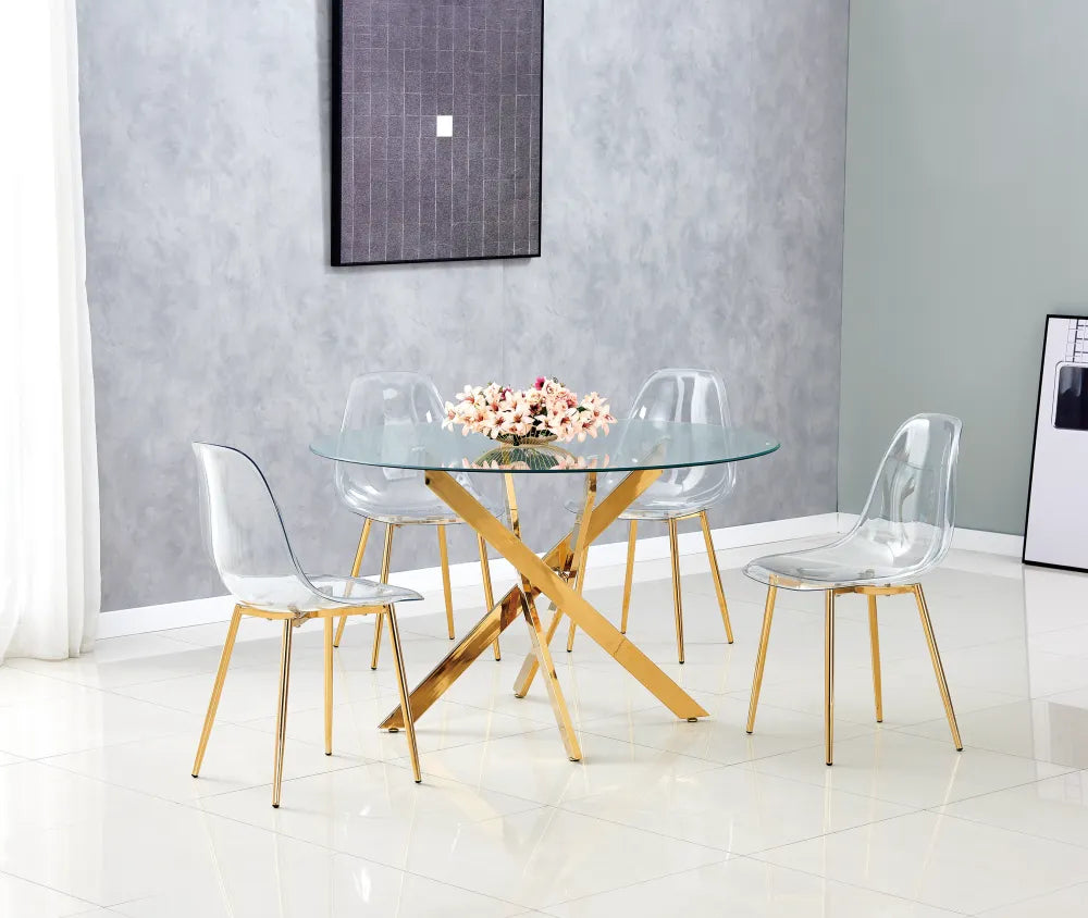 Lot de 4 chaises scandinave transparentes en PVC #couleur_gold