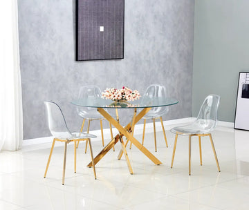 Lot de 4 chaises scandinave transparentes en PVC #couleur_gold