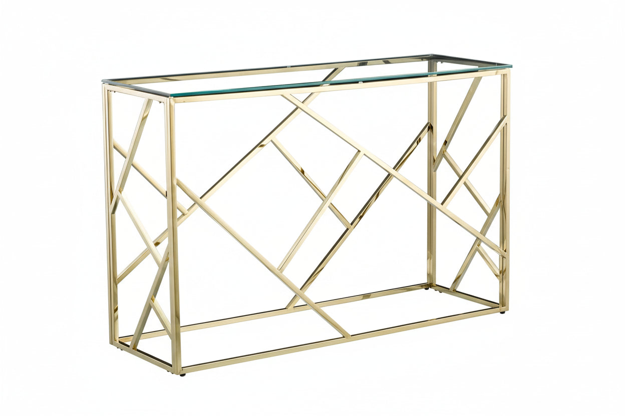 Console gold verre trempé transparent 120x40x78 cm GEOMAG
