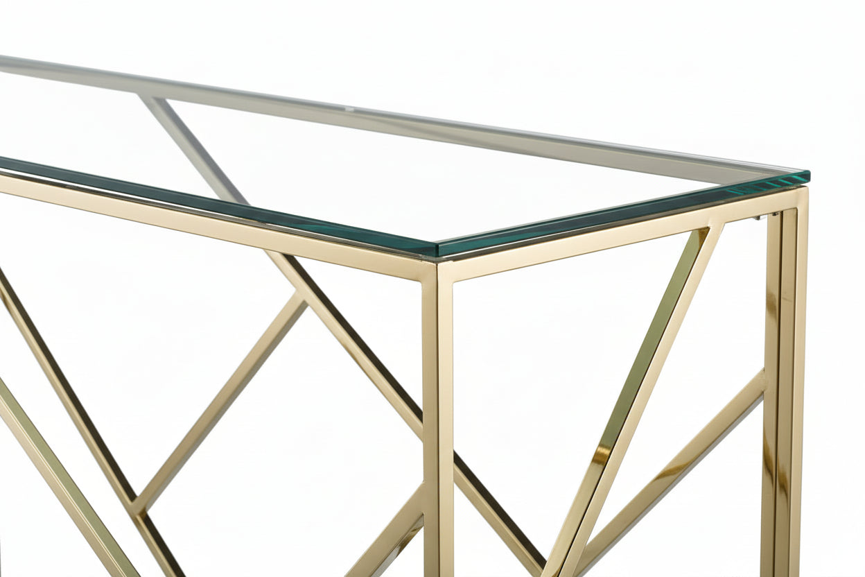 Console gold verre trempé transparent 120x40x78 cm GEOMAG