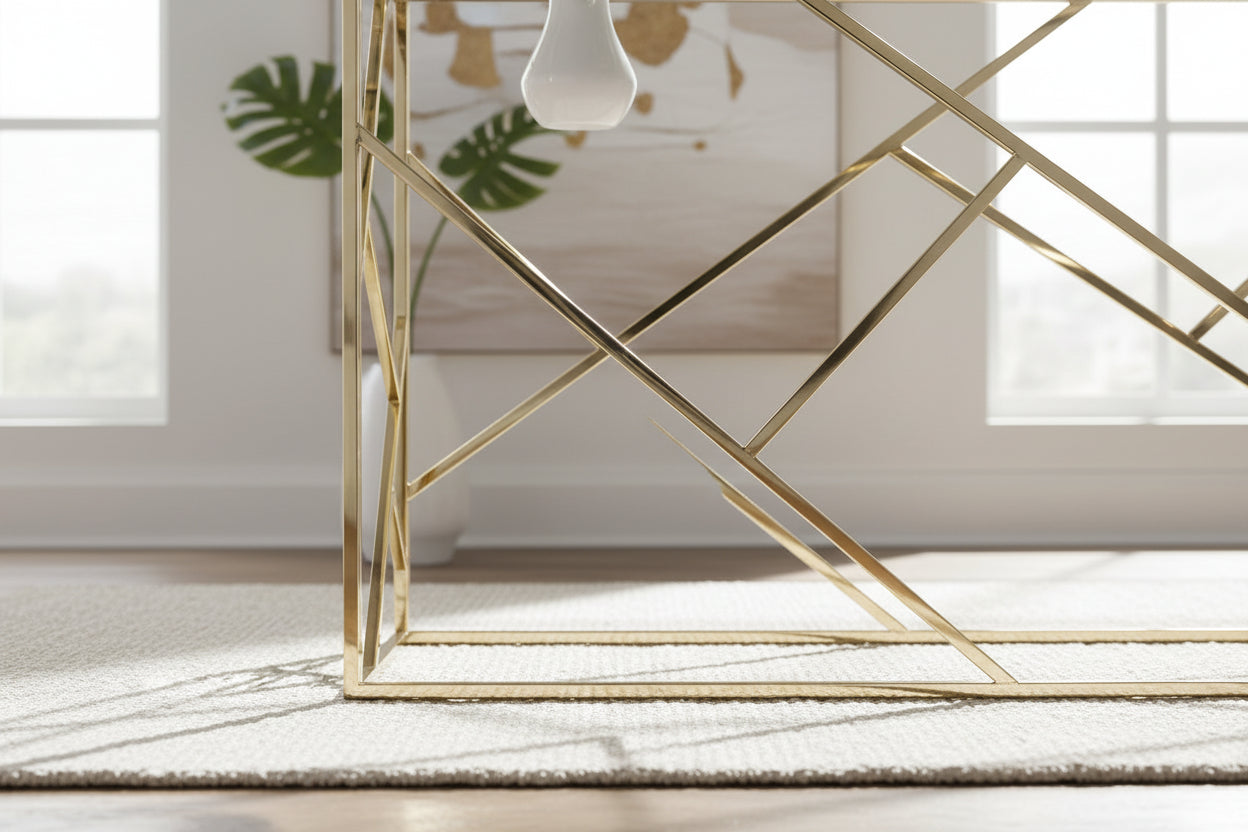 Console gold verre trempé transparent 120x40x78 cm GEOMAG