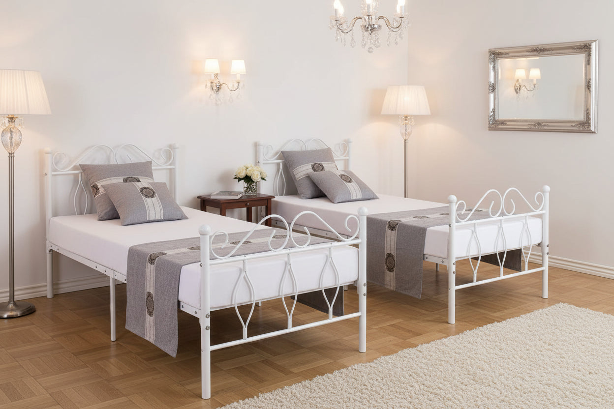 Lit 1 Place Blanc JULIE  90X190CM Sommier Inclus