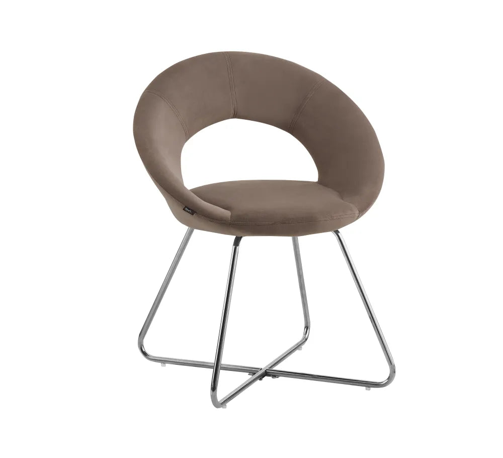 Lot de 4 Chaises BUBBLE Chrome velours - Moka