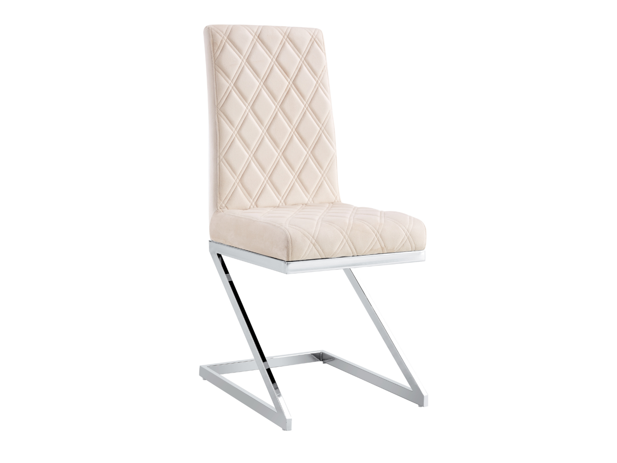 Lot 2 Chaises Salle à Manger Cocomat Velours Beige Pieds Chrome