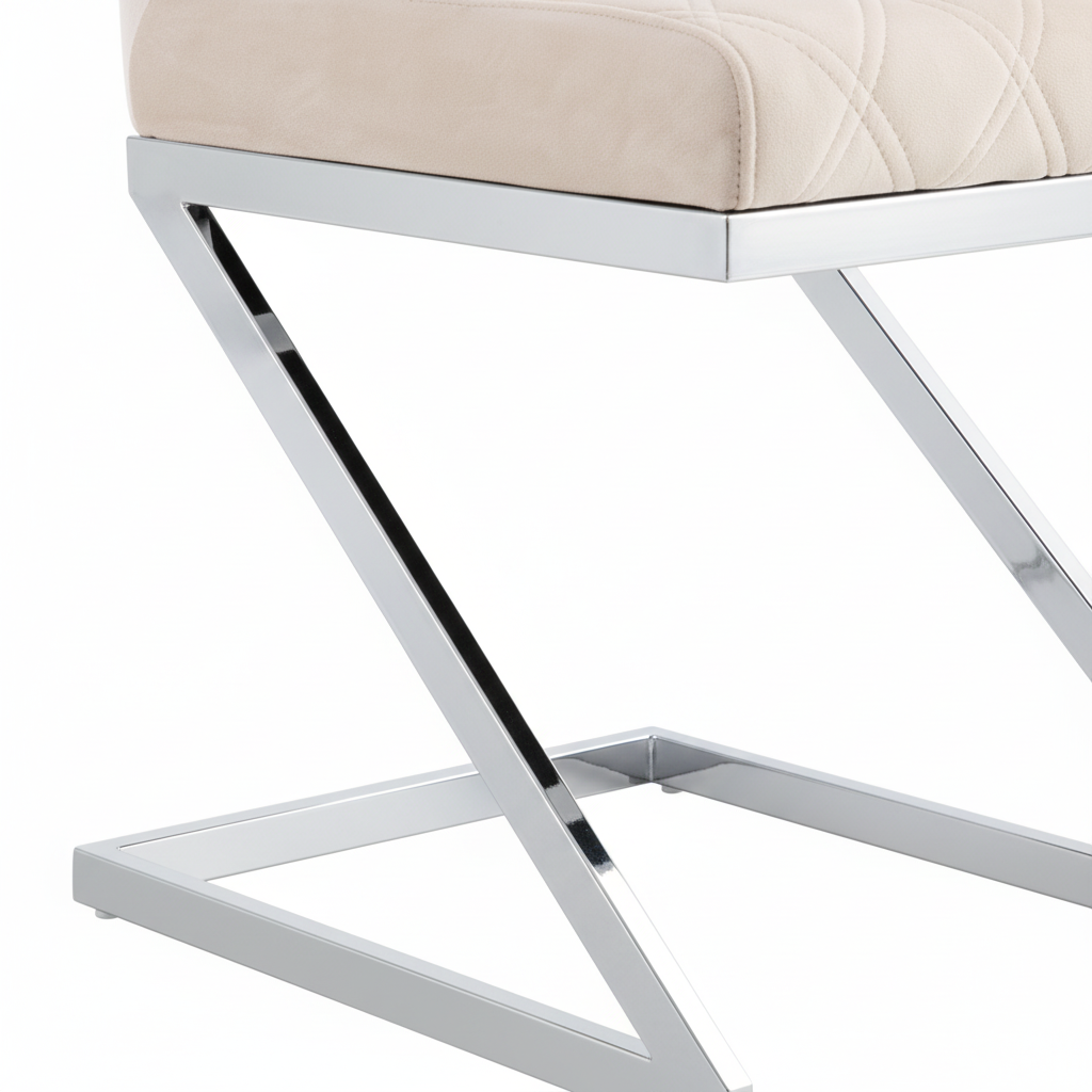 Lot 2 Chaises Salle à Manger Cocomat Velours Beige Pieds Chrome
