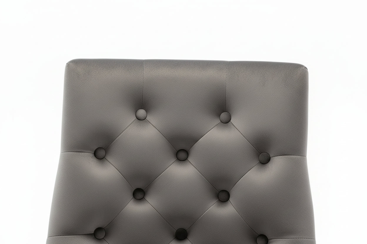 Lot de 2 chaises ANNEAU matelassée et cloutée Chrome velours - Anthracite