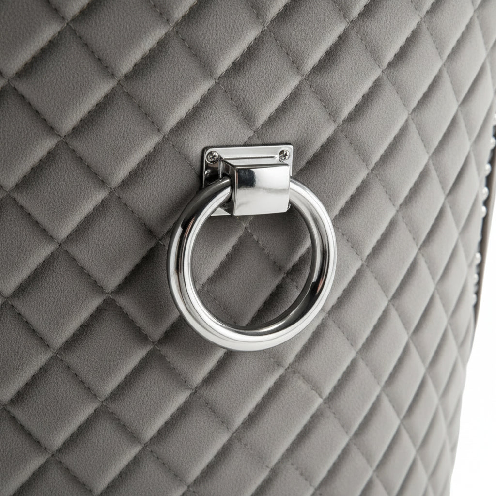 Lot de 2 chaises ANNEAU matelassée et cloutée Chrome velours - Anthracite