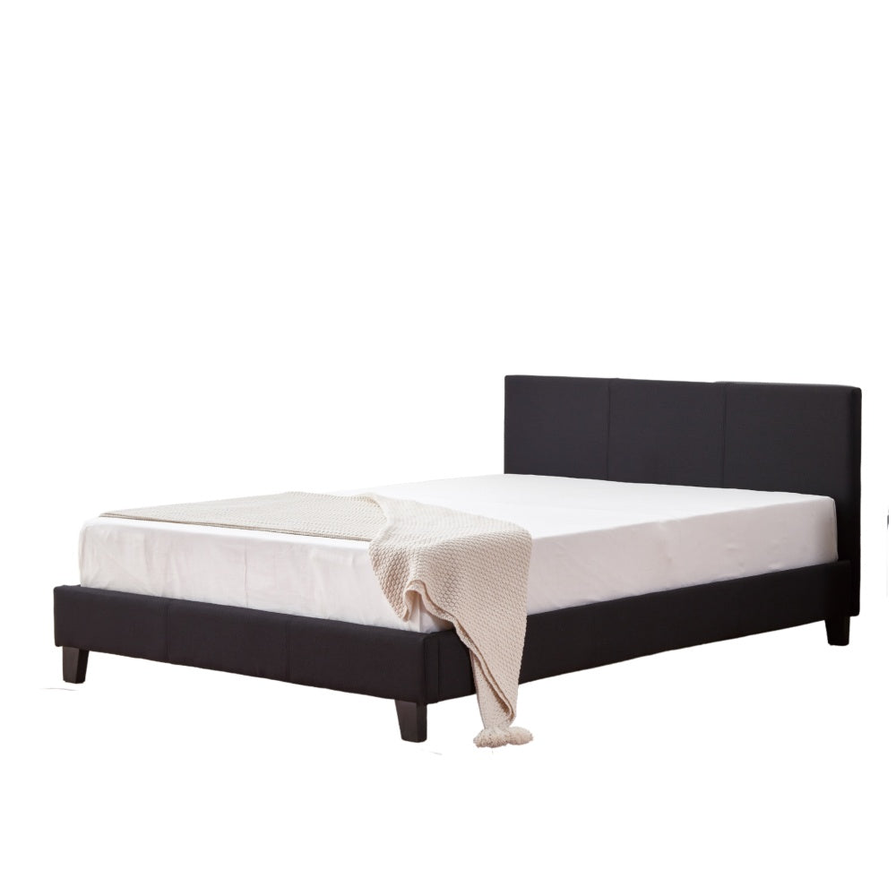 Lit 2 places  MELBOURNE simili cuir NOIR 140x190 cm avec sommier intégré