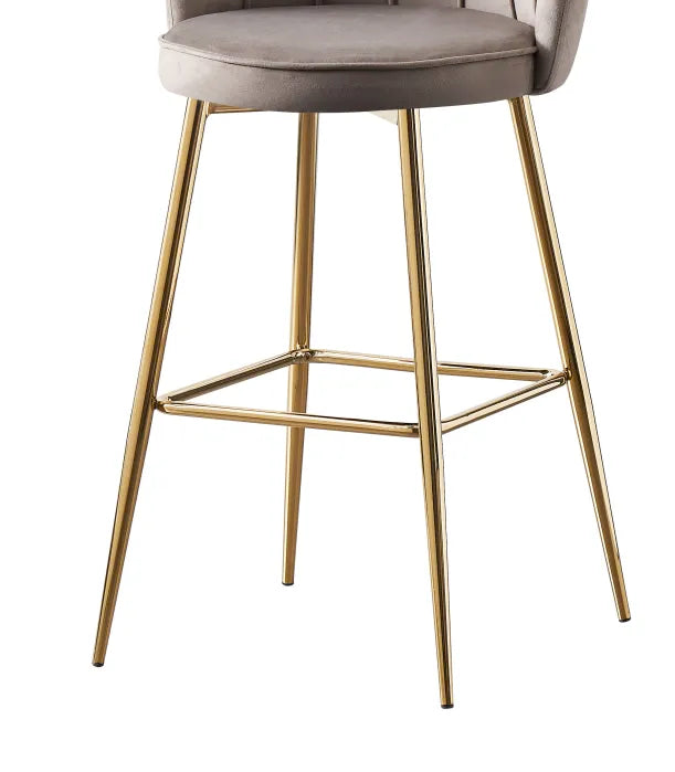 Lot 2 Tabourets de Bar Nymphea Velours Moka Pieds Gold