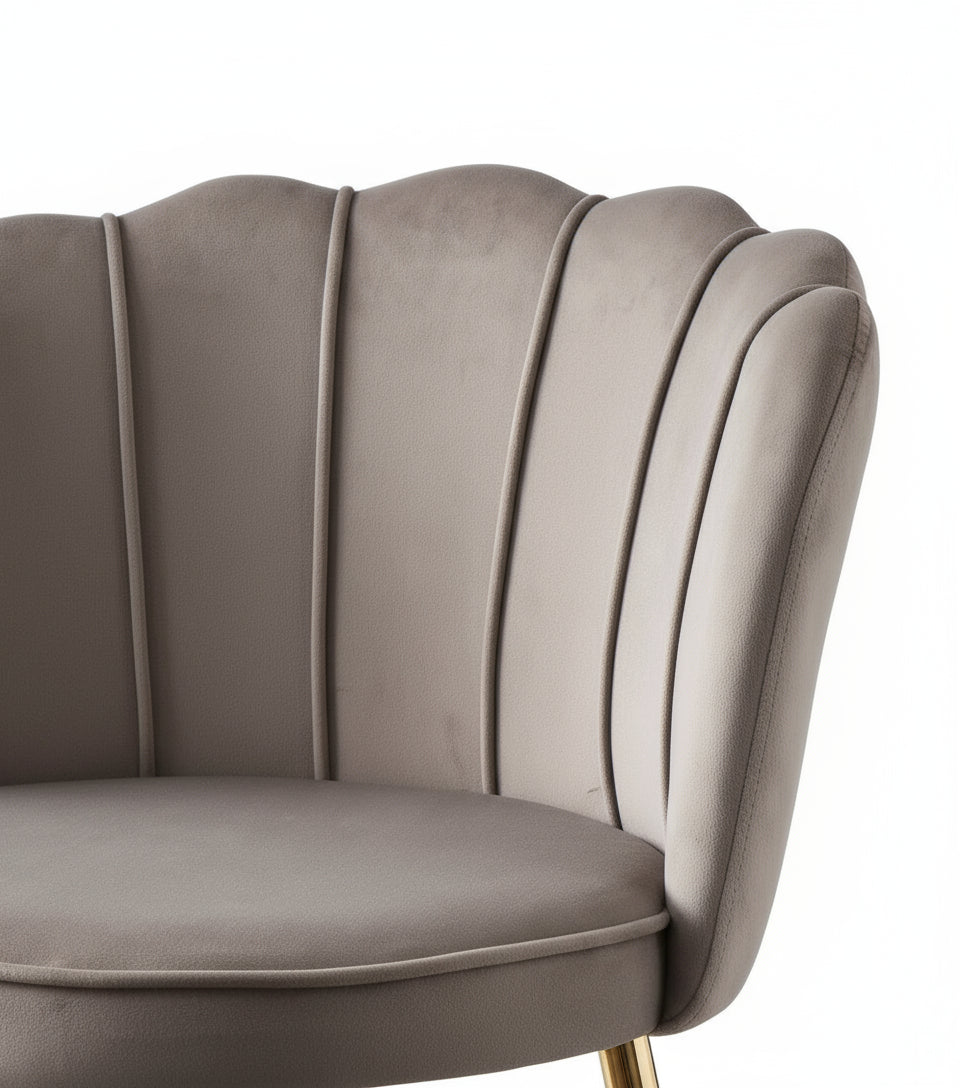 Lot 2 Tabourets de Bar Nymphea Velours Moka Pieds Gold