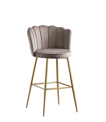 Lot 2 Tabourets de Bar Nymphea Velours Moka Pieds Gold