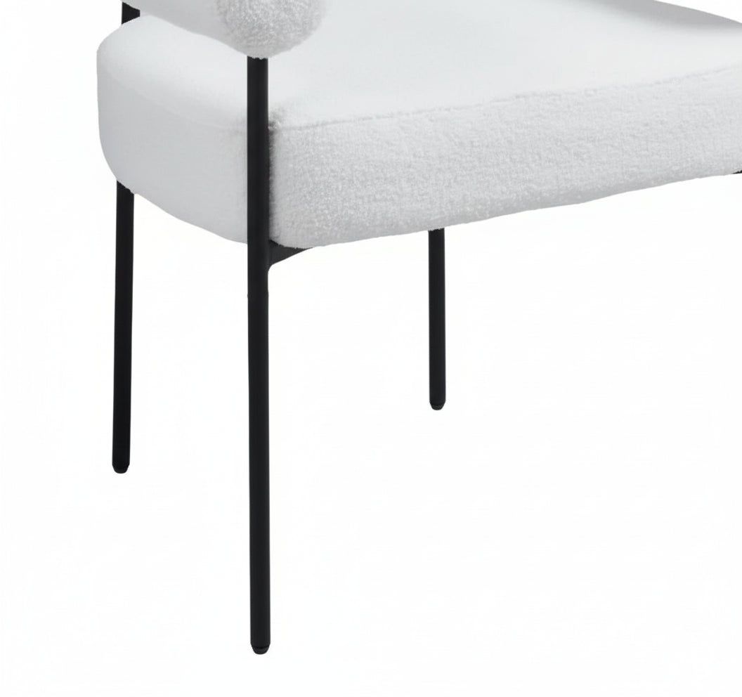 Lot 2 Chaises Salle à Manger Doudou Blanc Accoudoirs 72x60x77cm Métal Noir