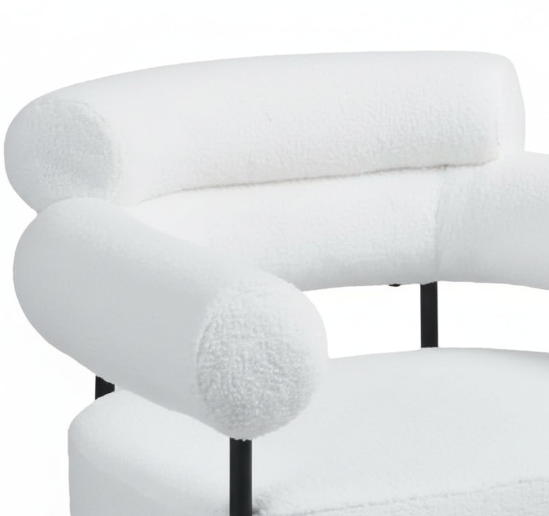 Lot 2 Chaises Salle à Manger Doudou Blanc Accoudoirs 72x60x77cm Métal Noir