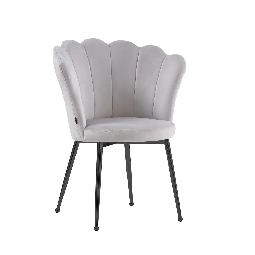 Lot de 2 chaises NYMPHEA pieds métal noir assise Velours #couleur_gris
