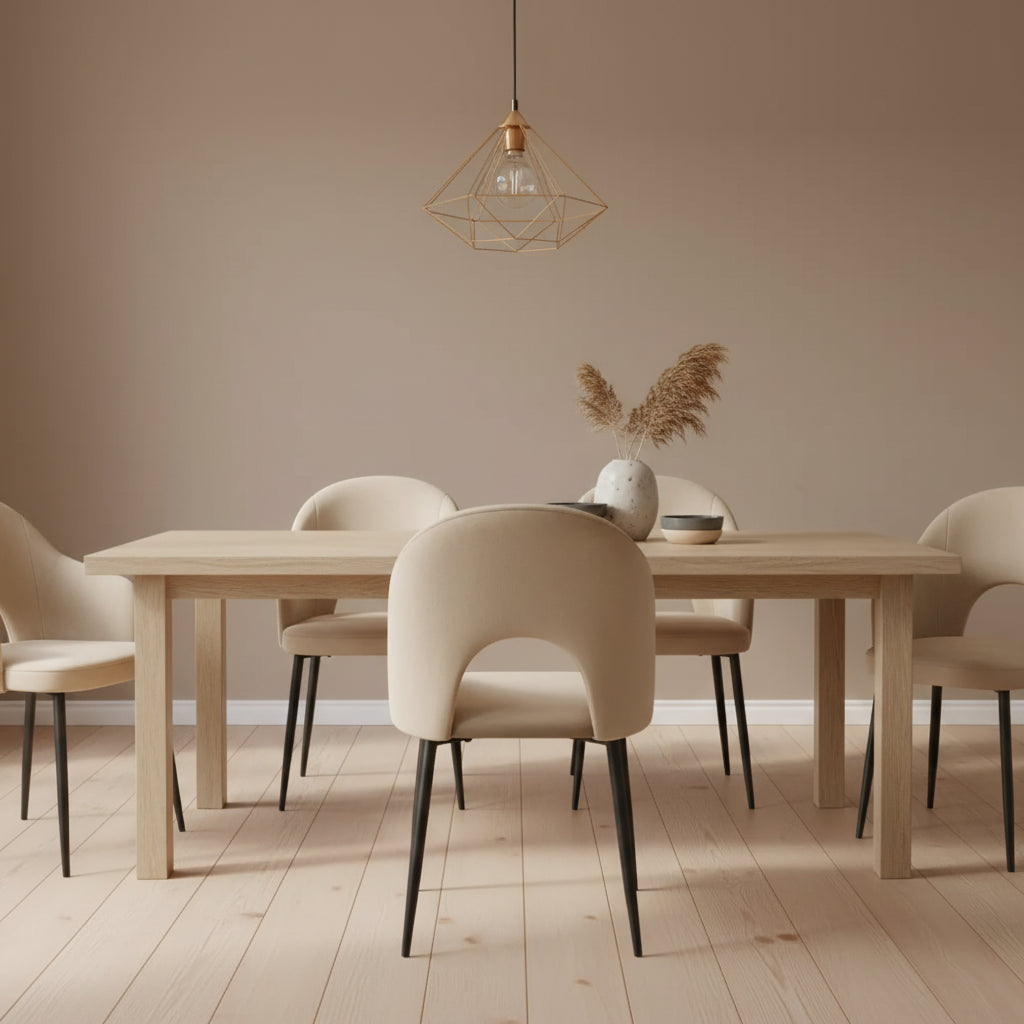 Lot de chaises TEDDY métal noir velours #couleur_taupe