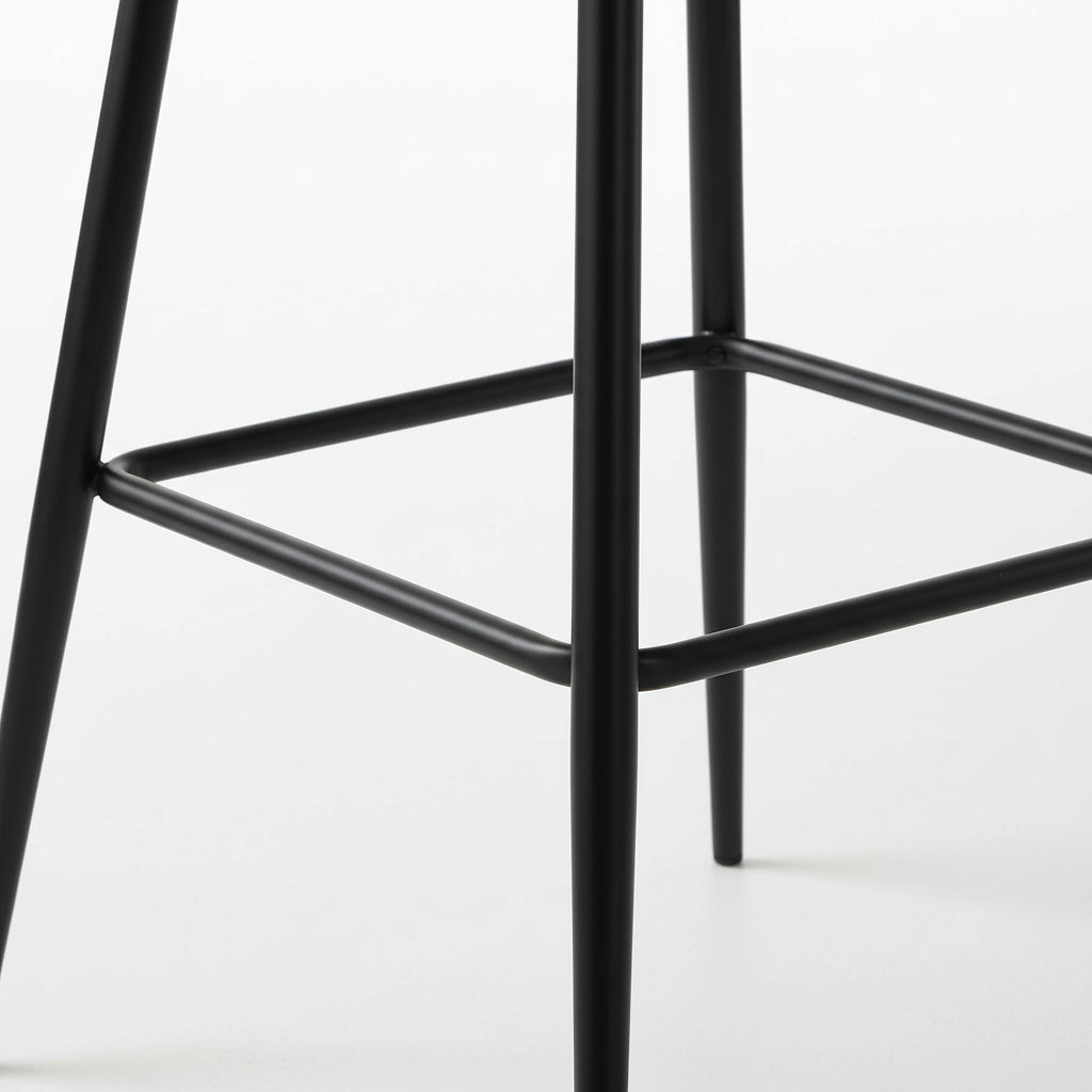 Lot 2 tabourets bar velours beige réglables métal noir NYMPHEA