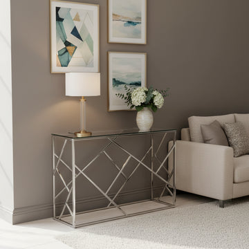 Console Inox Verre Transparent 120x40x78 cm GEOMAG