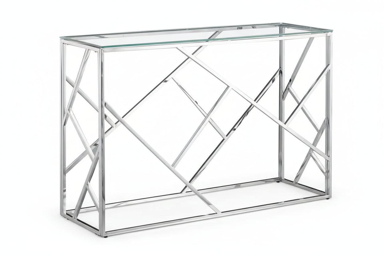 Console Inox Verre Transparent 120x40x78 cm GEOMAG