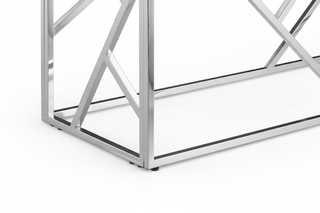 Console Inox Verre Transparent 120x40x78 cm GEOMAG