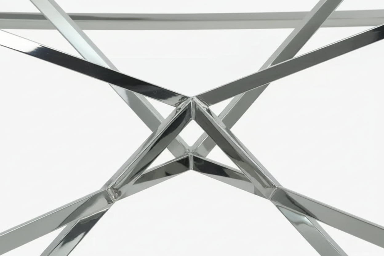 Console PYRAMID en verre Transparent 120x40x78 cm #couleur_chrome