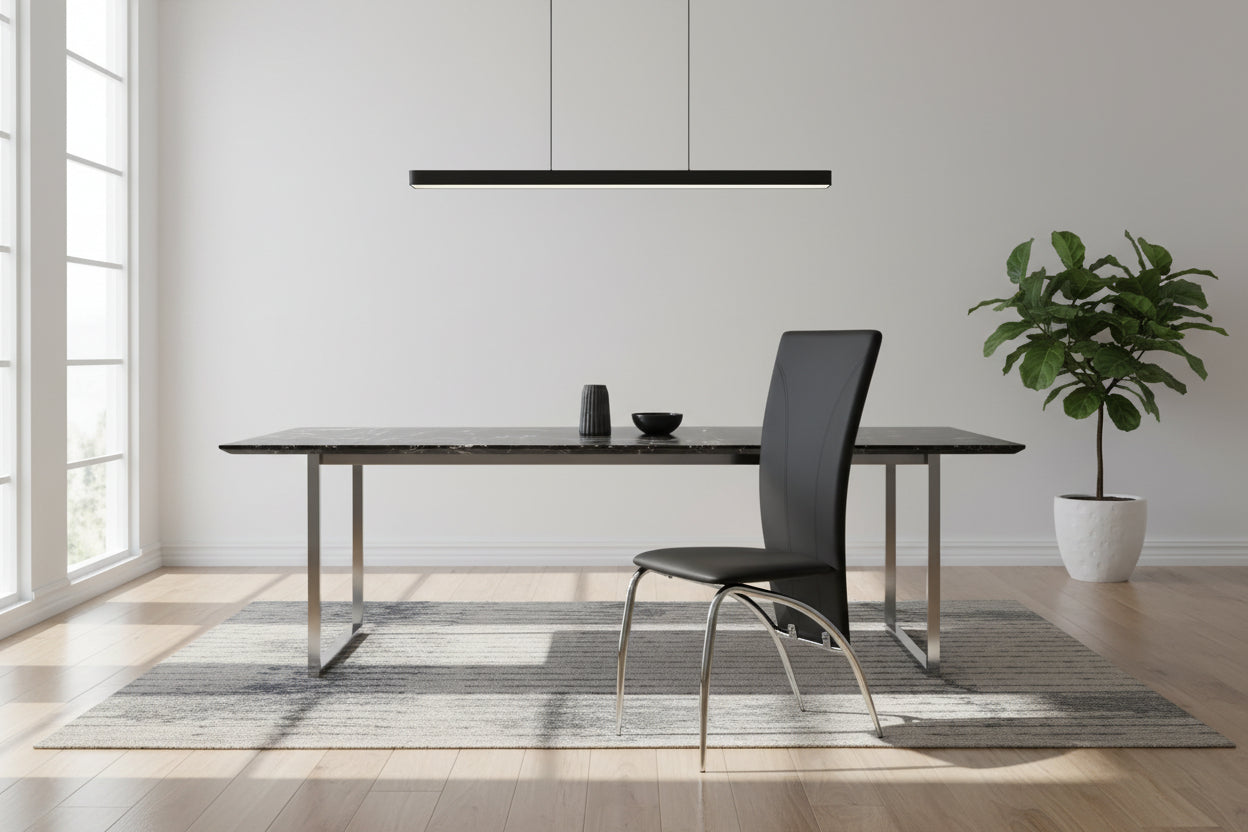 Lot 2 Chaises Salle à Manger Similicuir Noir Pieds Chrome – DUNA