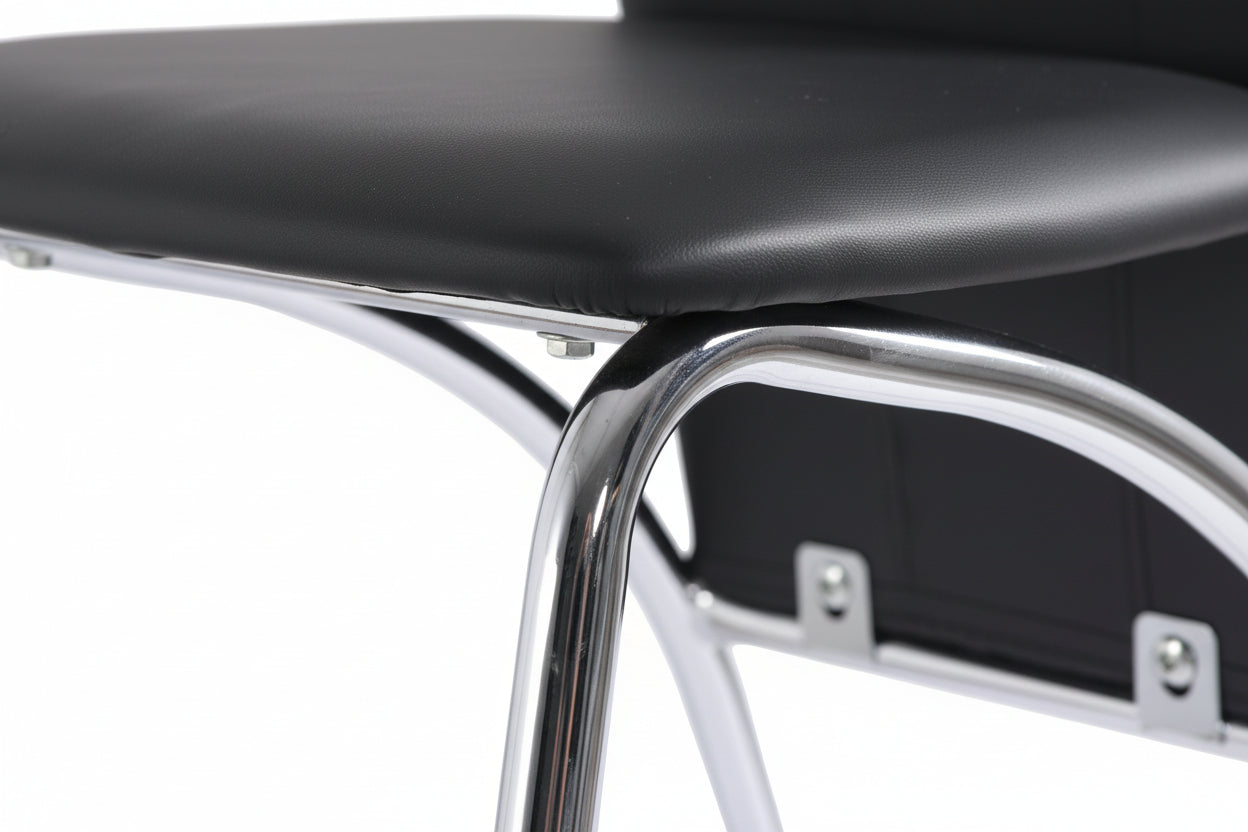 Lot 2 Chaises Salle à Manger Similicuir Noir Pieds Chrome – DUNA