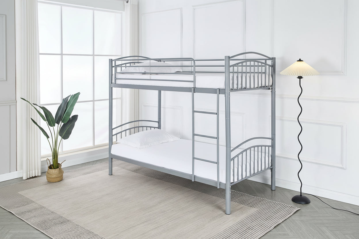 Lit superposé séparable métal gris 2x90x190 cm ALICE