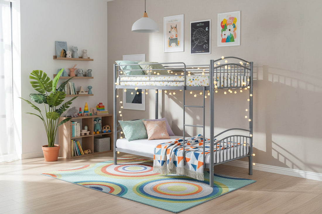 Lit superposé séparable métal gris 2x90x190 cm ALICE