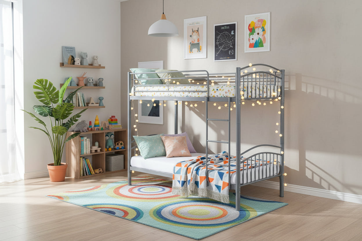Lit superposé séparable métal gris 2x90x190 cm ALICE