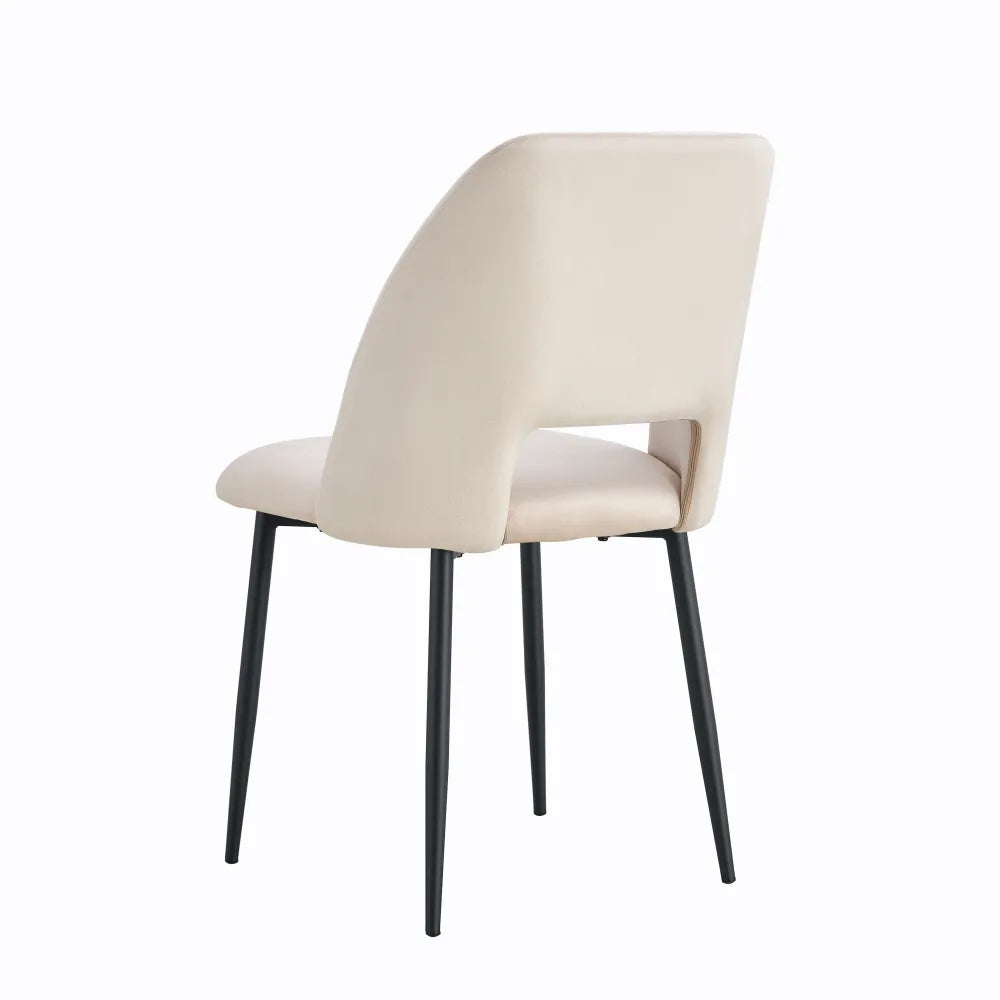 Lot de chaises AVA Métal noir Velours #couleur_beige